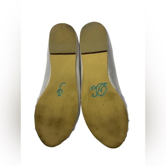 Elegantpark Peep Toe Rhinestone Flats Pleated Satin Wedding Bridal Shoes Size 10 - Picture 6 of 12